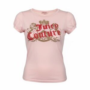 Juicy Couture Vintage Y2K Pink Tee Crest Graphic P